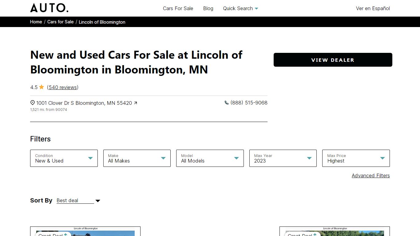 Cars for Sale at Lincoln of Bloomington in Bloomington, MN - Auto.com